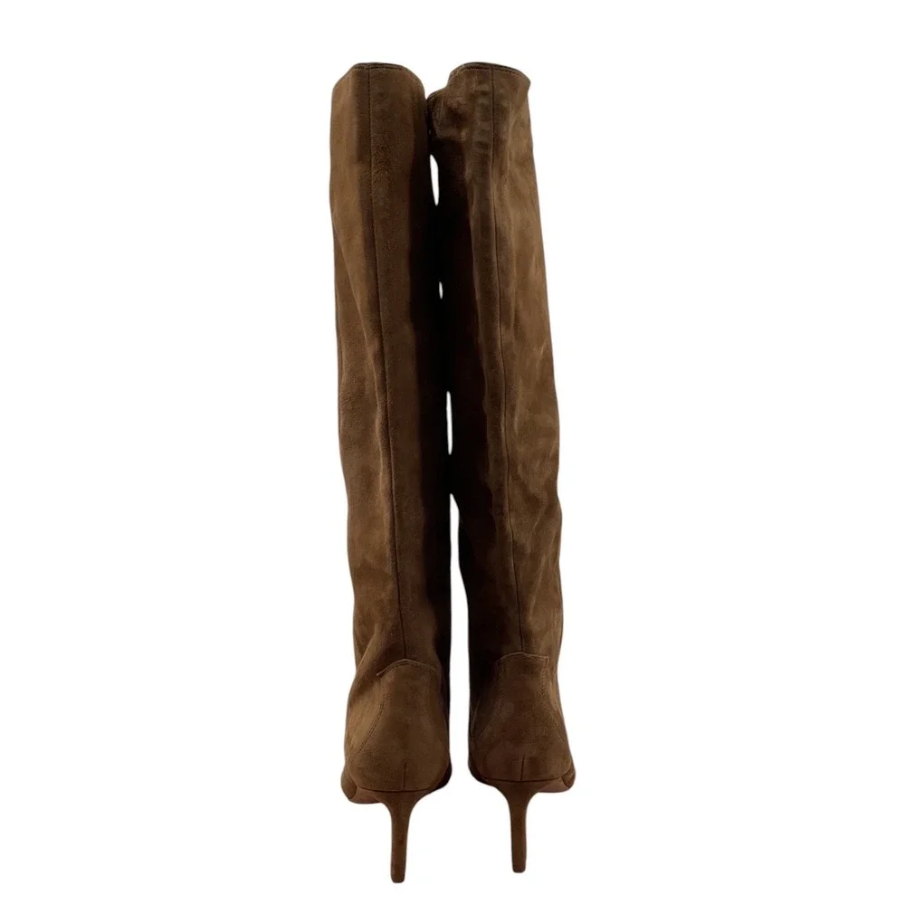 Veronica beard  Brown Suede Knee High Pointed Toe Stiletto Heel Pull On Boots